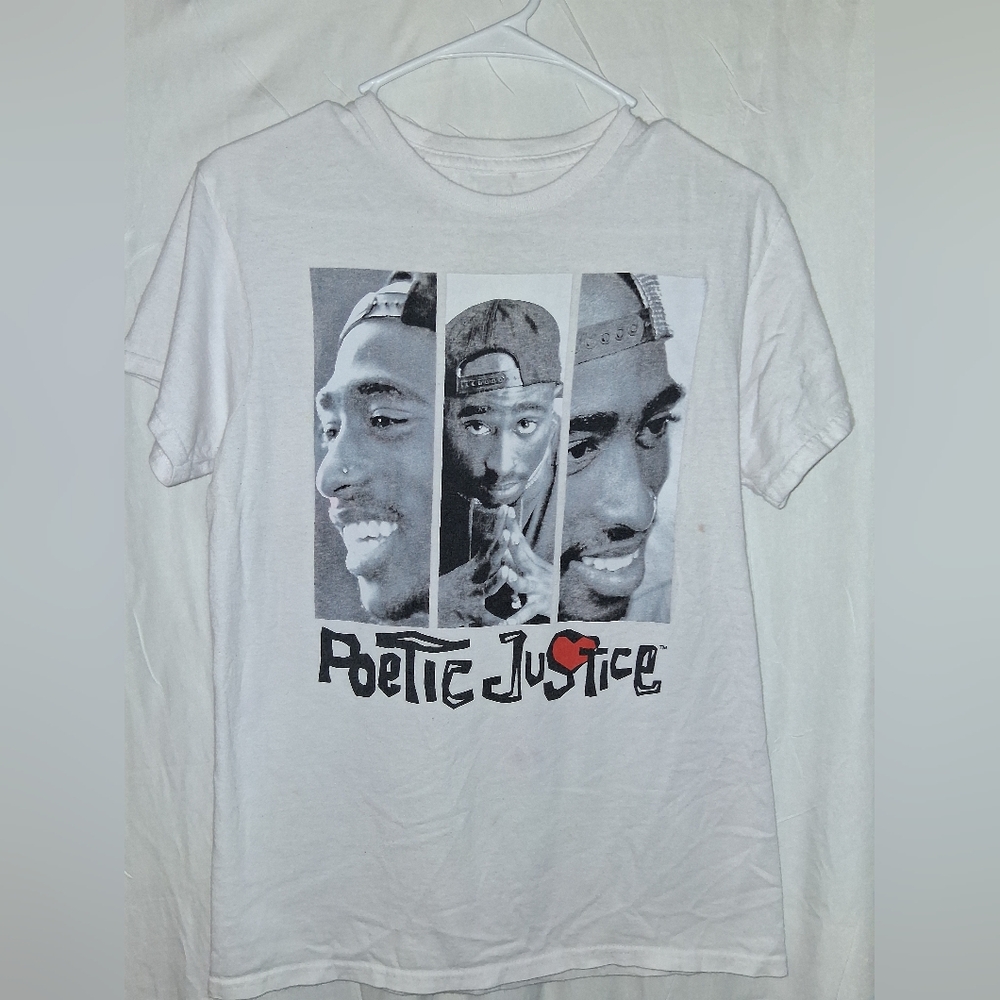 Poetic Justice White Graphic T-Shirt Womens Small Tupac